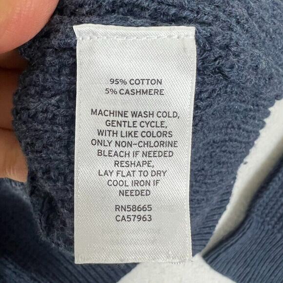 Nordstrom Sweater M Blue Men Shop Waffle Knit Shawl Neck Cashmere Blend Pullover - Picture 6 of 8